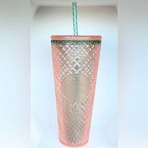 Starbucks Tumbler 2023 Summer Jeweled Pearl Pink Green Venti 24oz Cold Cup (NEW)